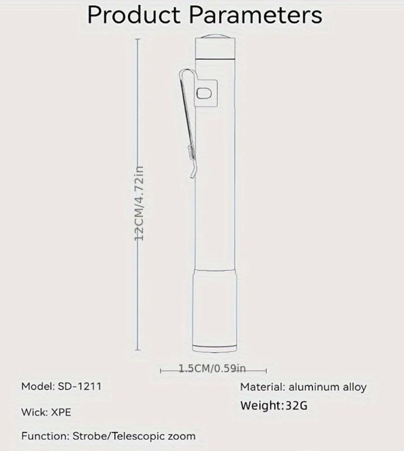 Draagbare Zoombare Waterdichte Zaklamp, Voor Kamperen Wandelen Buiten (exclusief AAA-batterij)