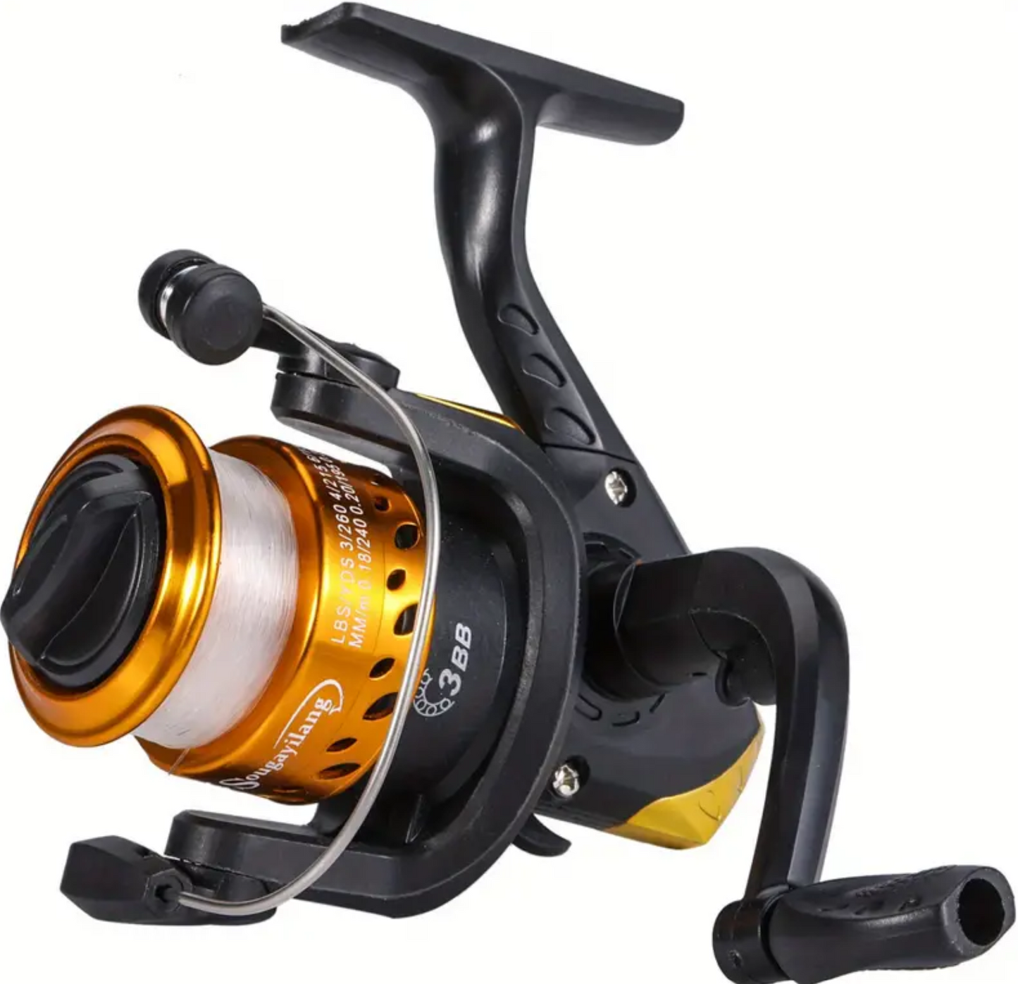 Sougayilang Mini 3BB Vismolen Aluminium Body Hoge Snelheid 5.2:1 Goud
