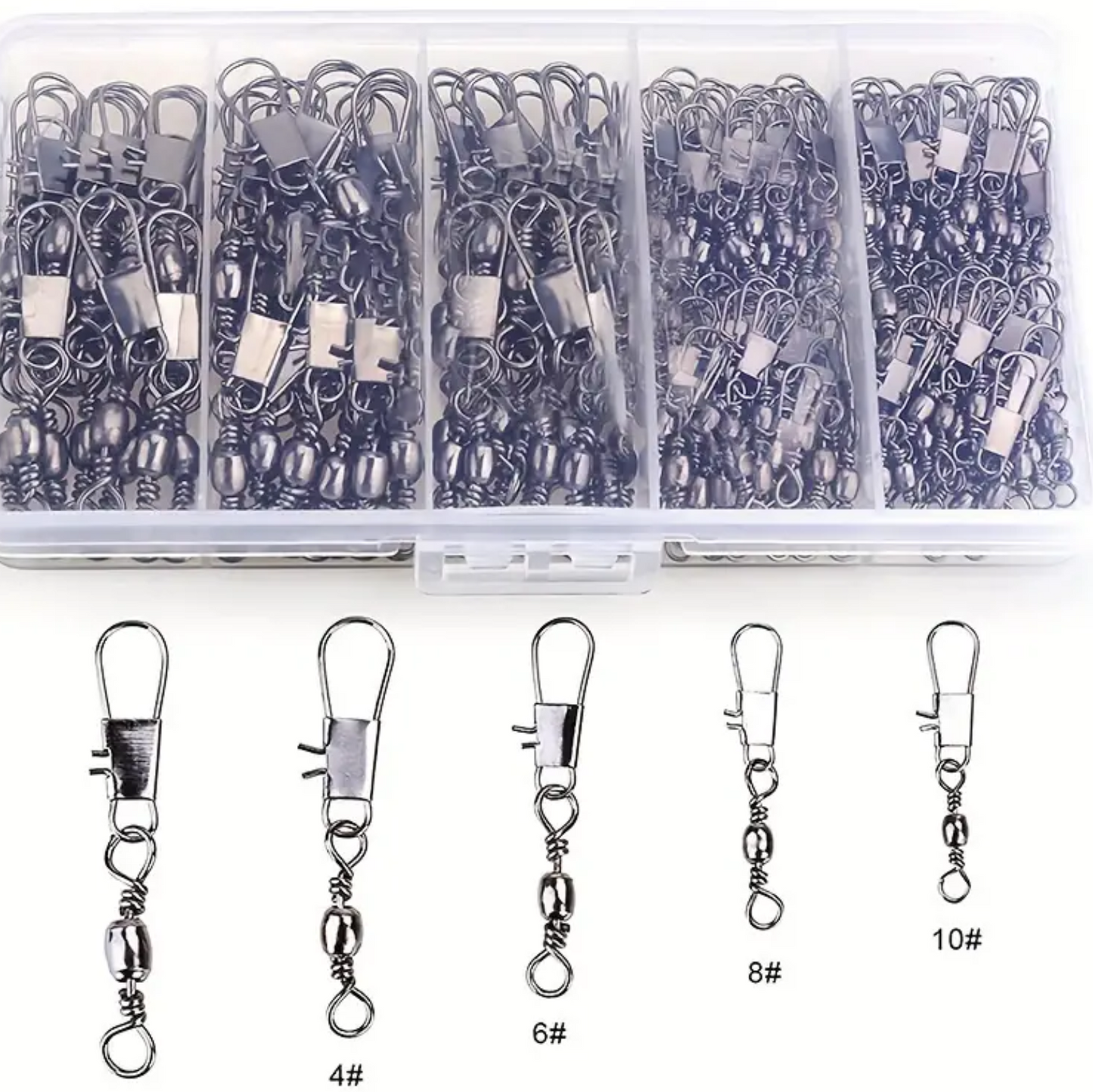 200 stuks Premium Vissen Kogellagers Zwenkwartels Met Tonvormige Snap Connector - Soepele Rotatie, Sterk En Duurzaam