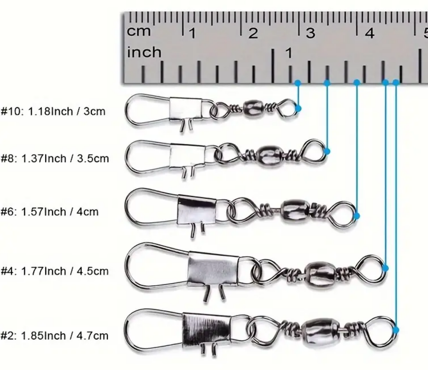 200 stuks Premium Vissen Kogellagers Zwenkwartels Met Tonvormige Snap Connector - Soepele Rotatie, Sterk En Duurzaam