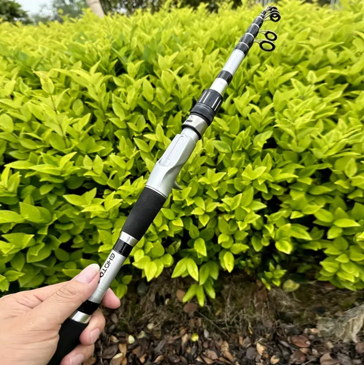 GHOTDA Carbon Fiber Telescopische Hengelset 2,4 m Zilver