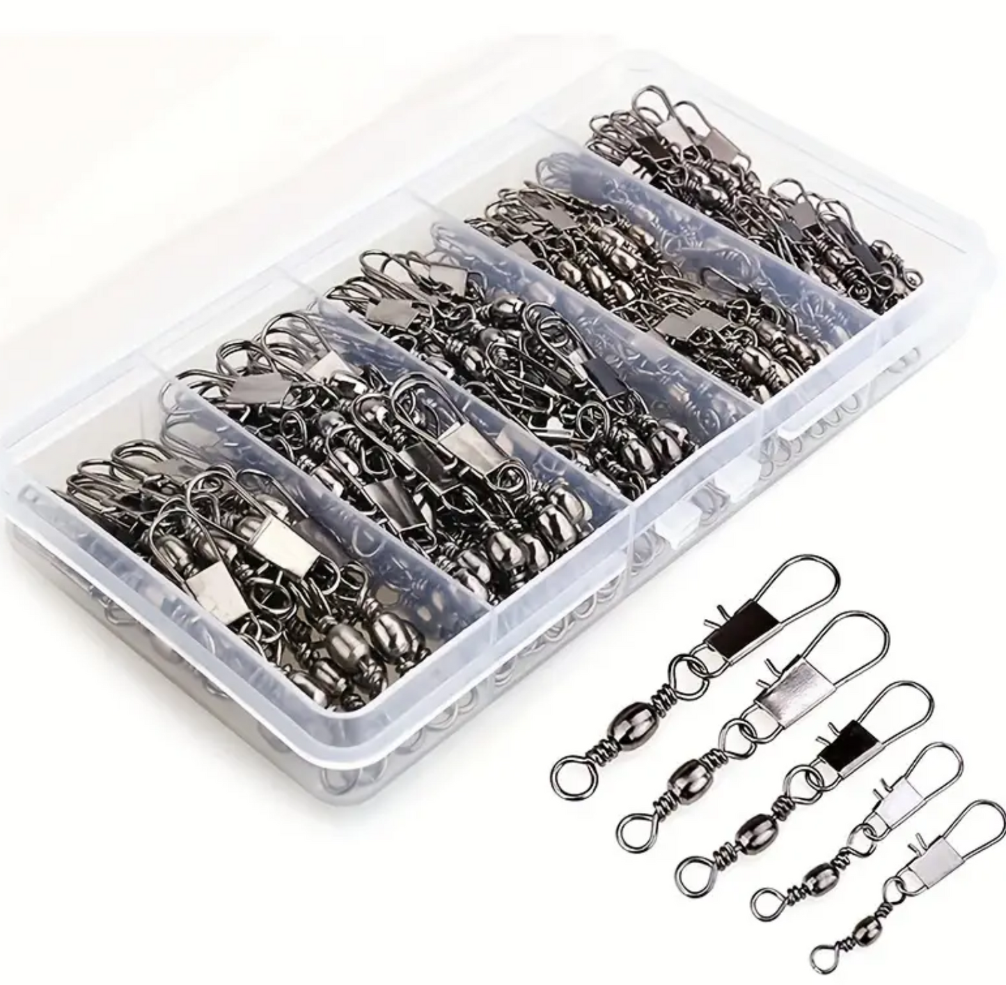 200 stuks Premium Vissen Kogellagers Zwenkwartels Met Tonvormige Snap Connector - Soepele Rotatie, Sterk En Duurzaam