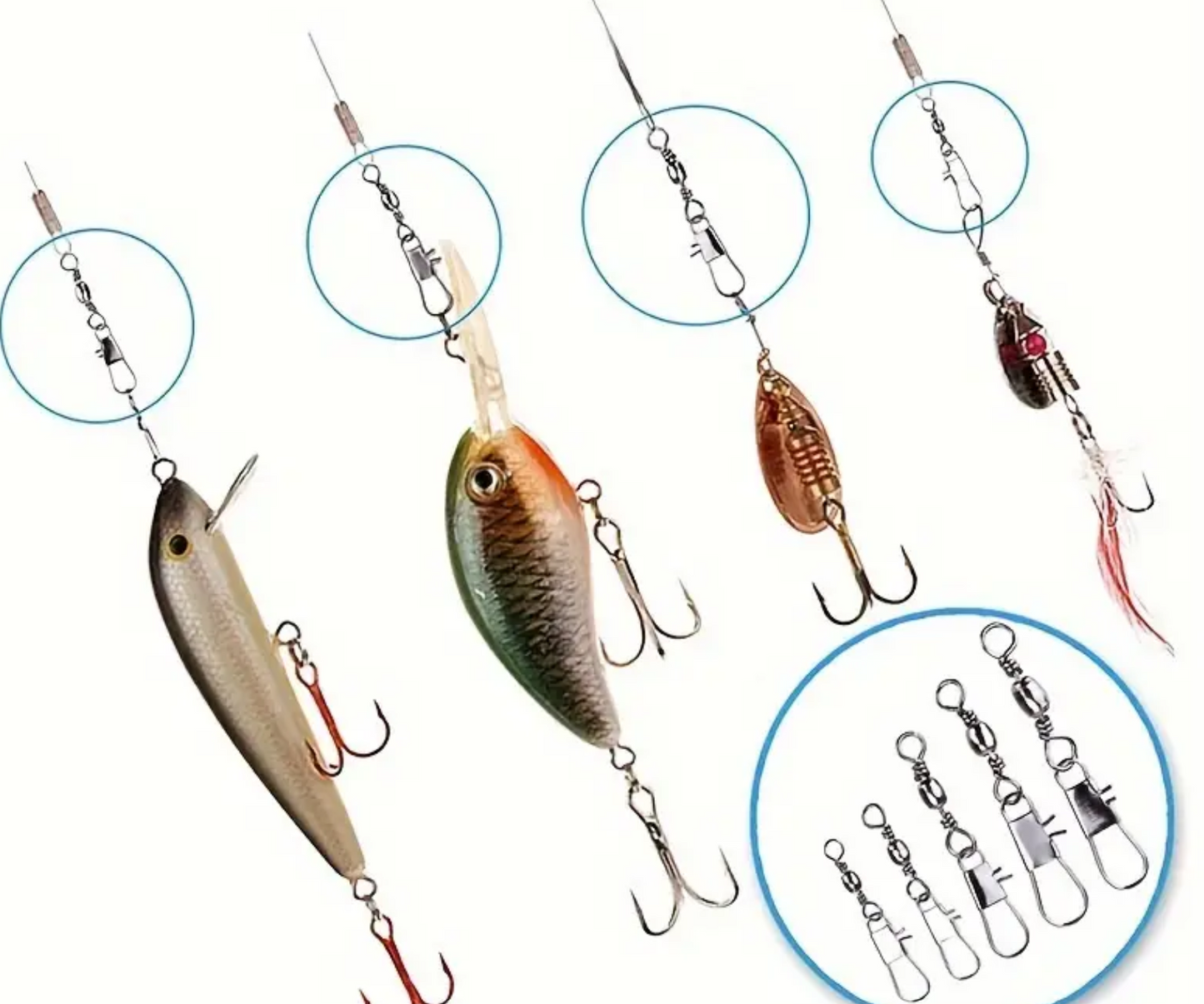 200 stuks Premium Vissen Kogellagers Zwenkwartels Met Tonvormige Snap Connector - Soepele Rotatie, Sterk En Duurzaam