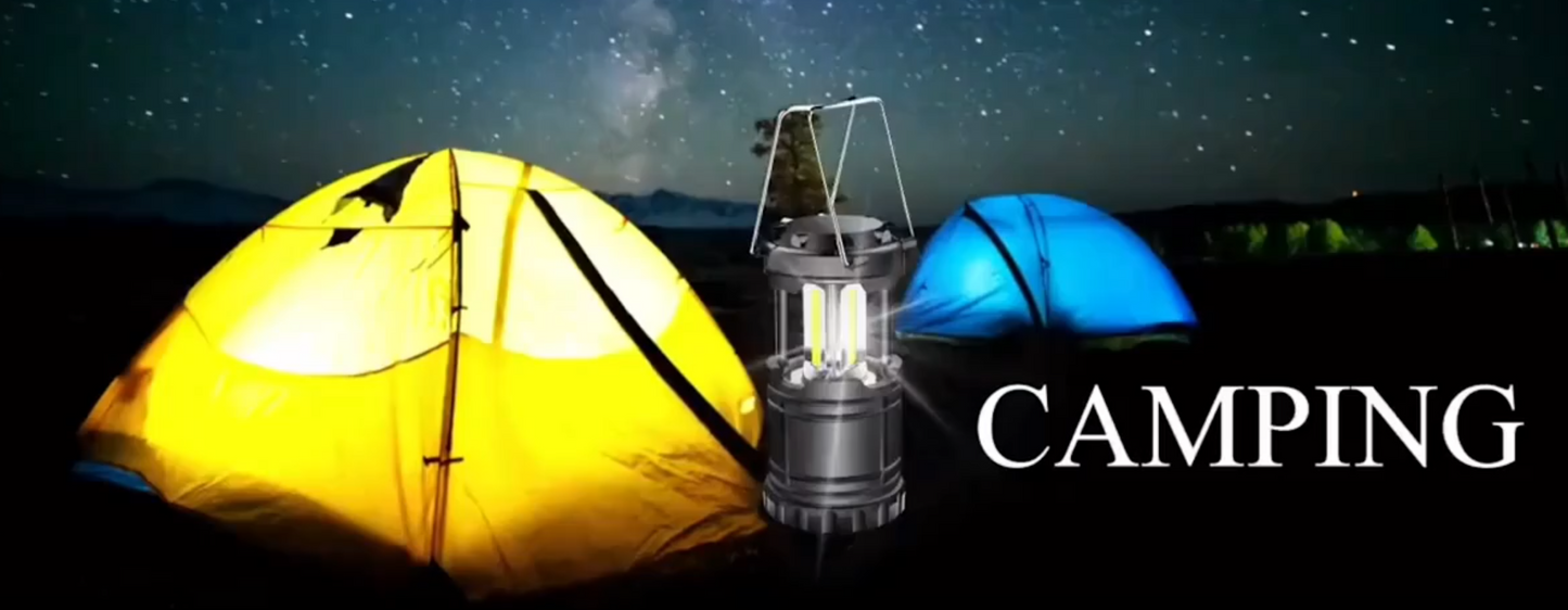 2 stuks LED campinglamp voor buiten - Batterijgevoed, draagbare opvouwbare noodzaklamp voor kamperen, wandelen, patio (AAA-batterijen niet inbegrepen)
