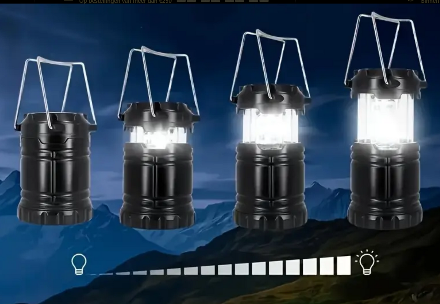 2 stuks LED campinglamp voor buiten - Batterijgevoed, draagbare opvouwbare noodzaklamp voor kamperen, wandelen, patio (AAA-batterijen niet inbegrepen)