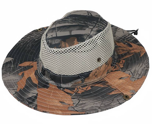 Buiten Cowboy Hoed, Beschermende En Ademende Hoed, Camouflage Zonnehoed, Vissershoed, stijl Bruin/grijs